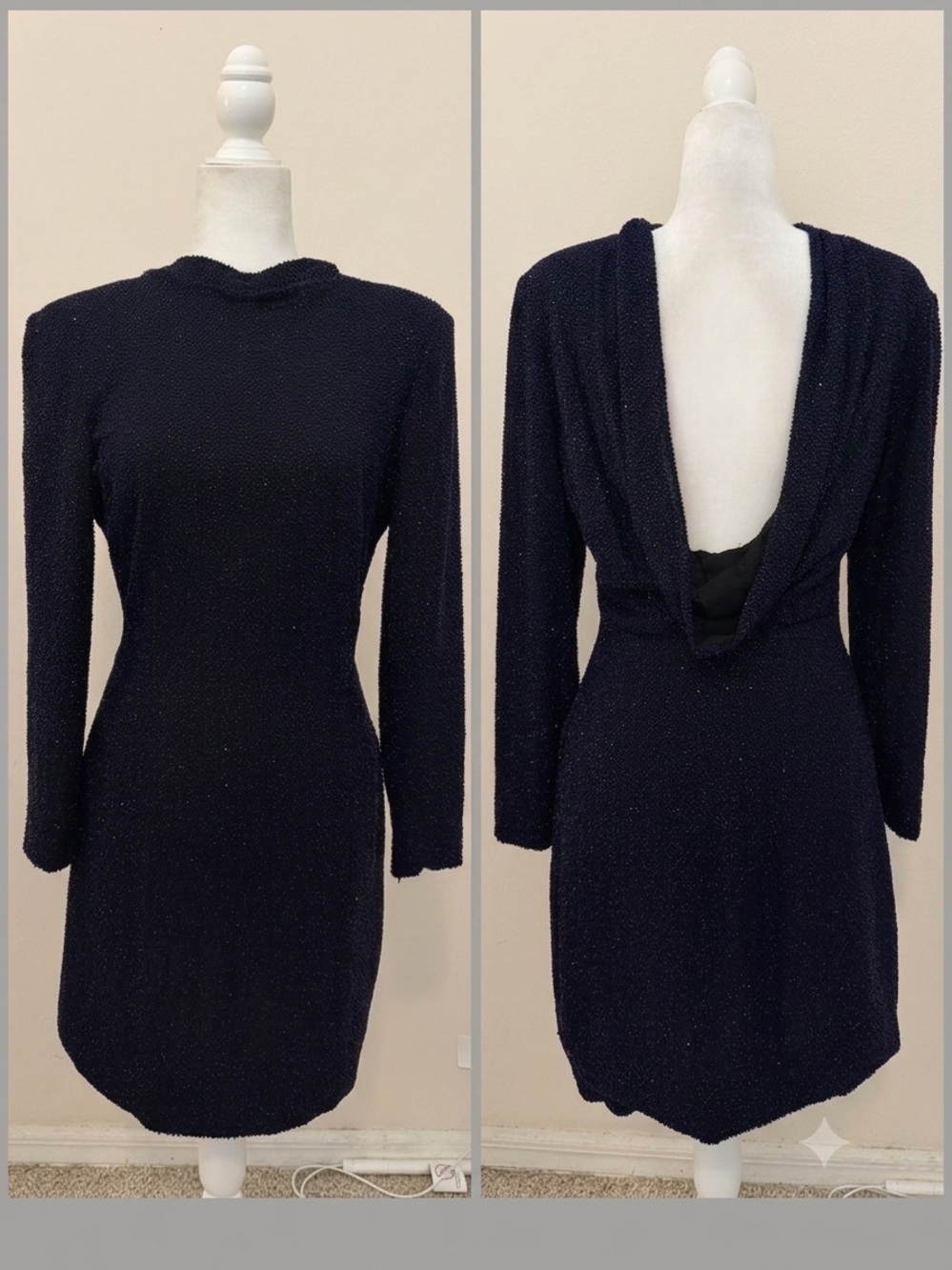 Vintage 1980’s Fabrice Simon Couture 100% Silk Beaded Cocktail Dress Sz 6 Luxury